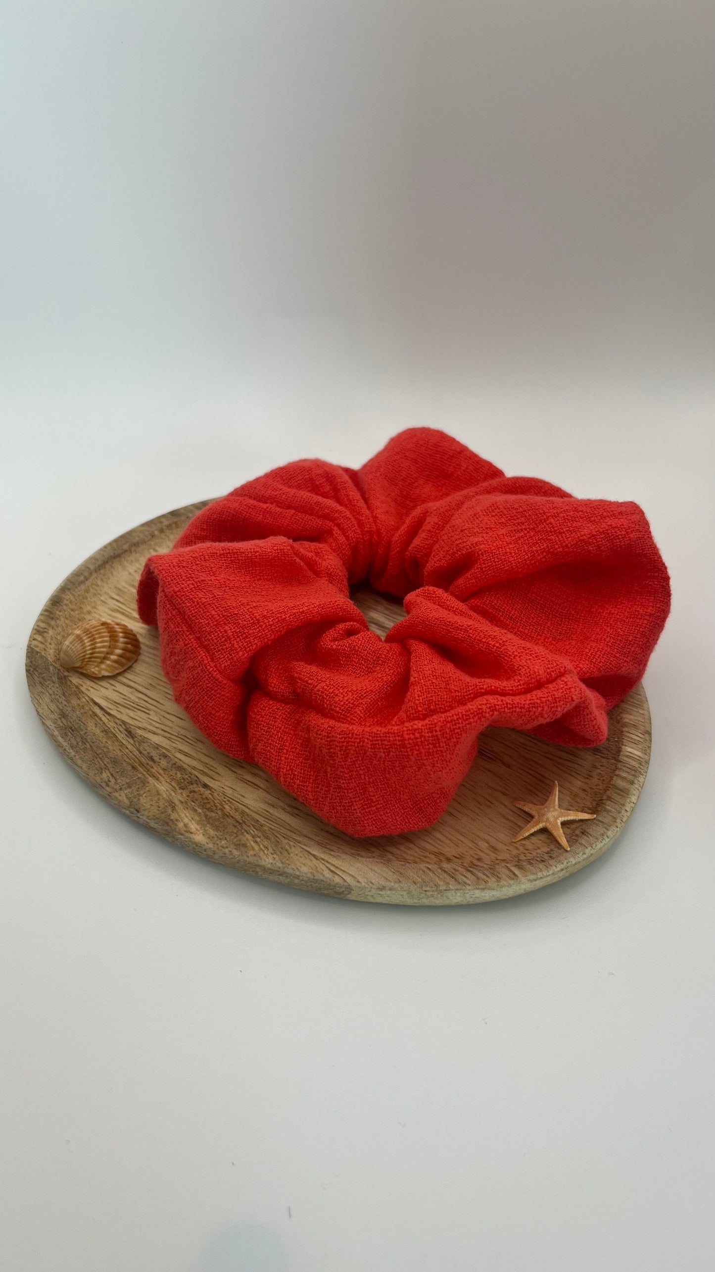 Chouchou Corail Rouge - Fait Main