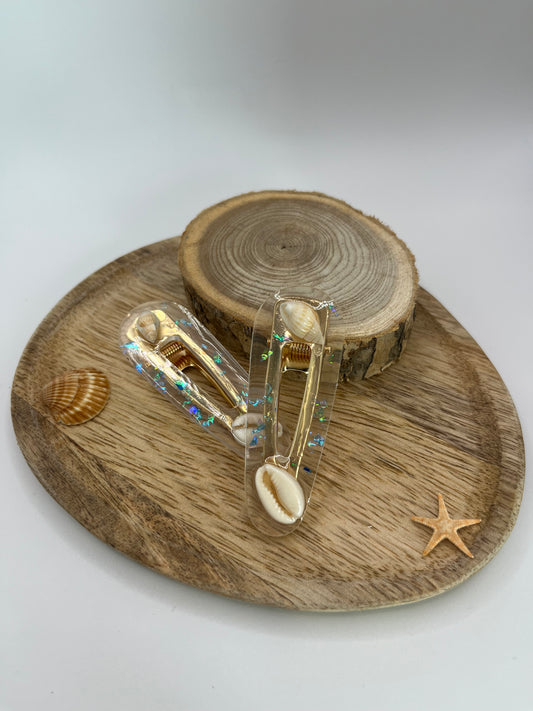 Pinces Résines Coquillage Bleu